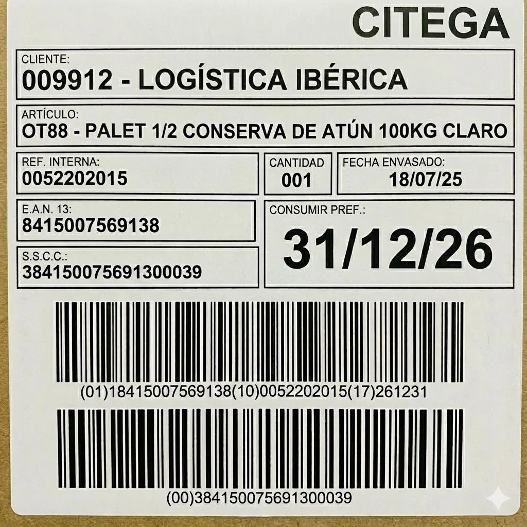 Full EAN label with traceability codes